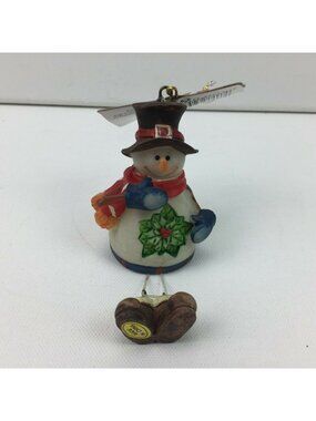 Holiday Seasons Handcrafted Snowman Holly Dangling Shoes Christmas Ornament